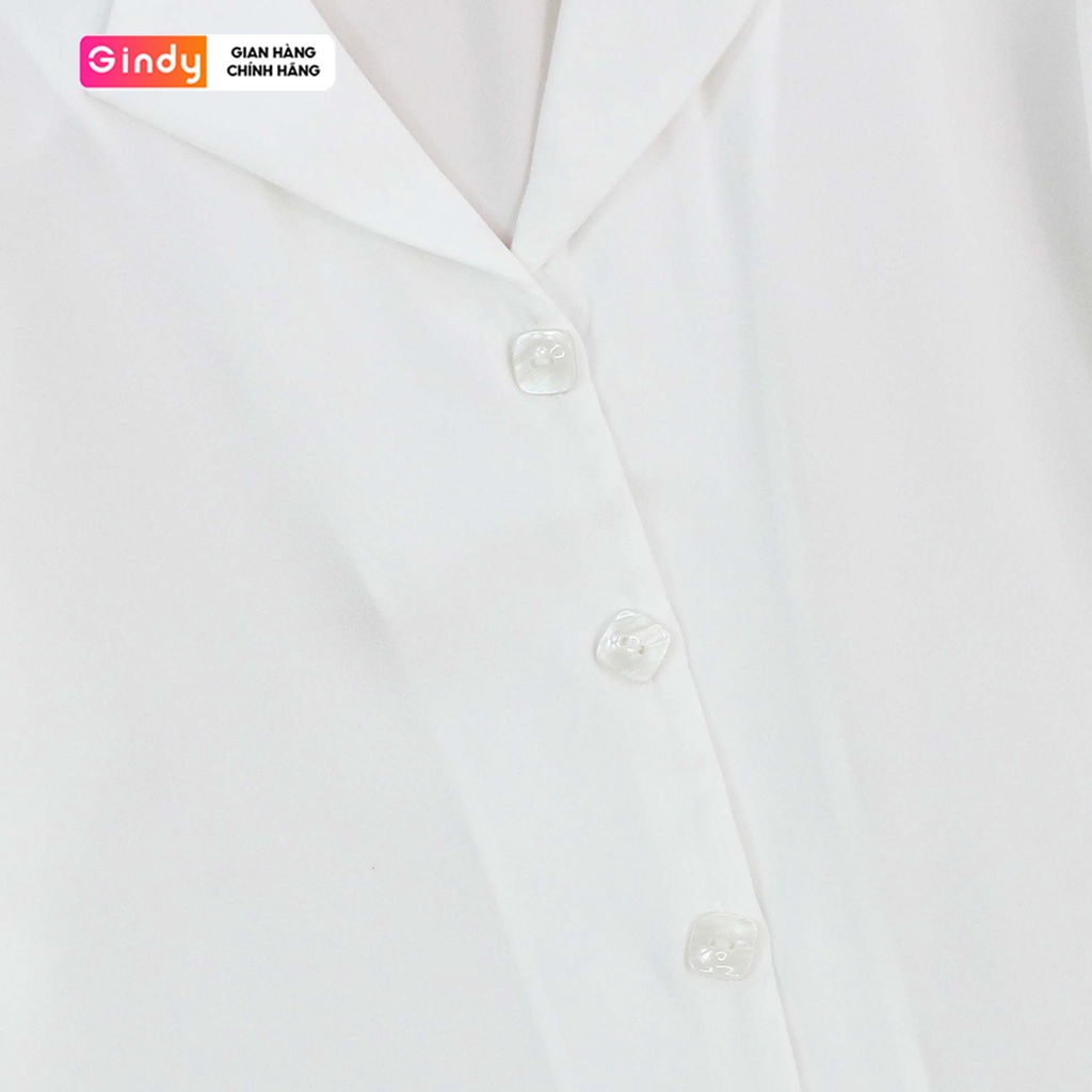 Áo sơ mi nữ tay ngắn đẹp form rộng cổ vest kiểu công sở Hàn Quốc thời trang nữ công sở sinh viên cúc vuông GINDY A10114