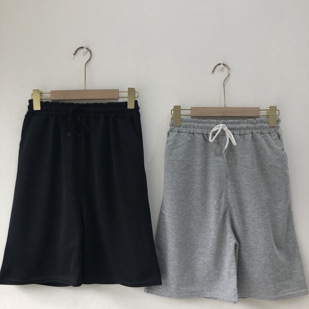 Quần đùi unisex dưới 62kg chất thun tabistore - Quần đùi basic trơn 2 màu