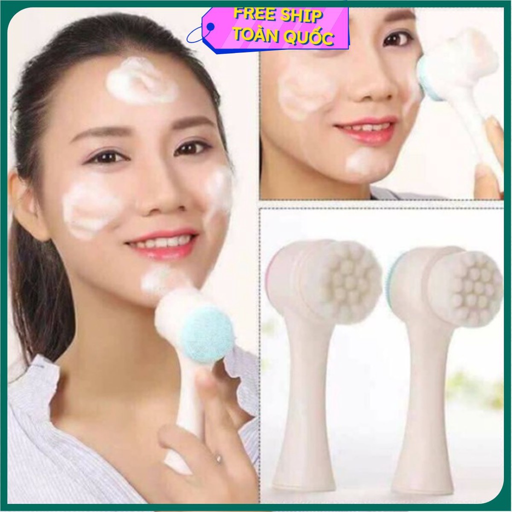 Cây cọ rửa mặt cầm tay massage 2 đầu siêu mềm mịn Hàn quốc
