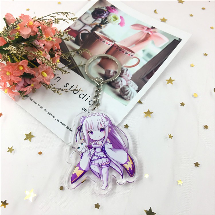 [SALE GIÁ XƯỞNG] Móc khóa Re: Zero Ram Rem Emilia hàng loại 1 móc khóa manga anime mica acrylic