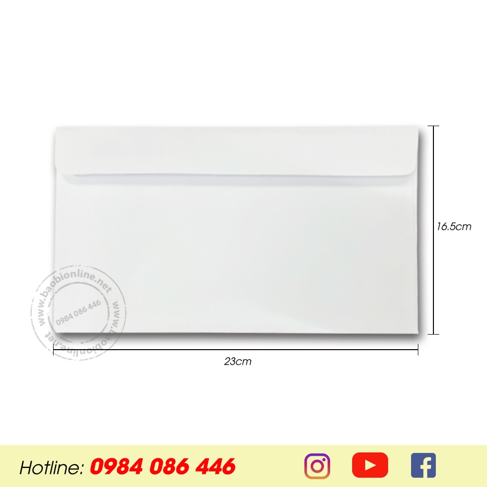 10 HOẶC 20 BAO THƯ TRẮNG GIẤY FORT 80/100/120GSM NẮP NGANG 17x23CM CÓ SẴN - BAOBIONLINE