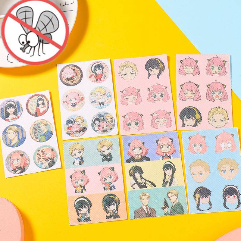 Bộ 12 Miếng Dán Hoạt Hình Nhật Bản Chống Muỗi Đuổi Côn Trùng Cho Trẻ Em Anya Forger Yor Forger