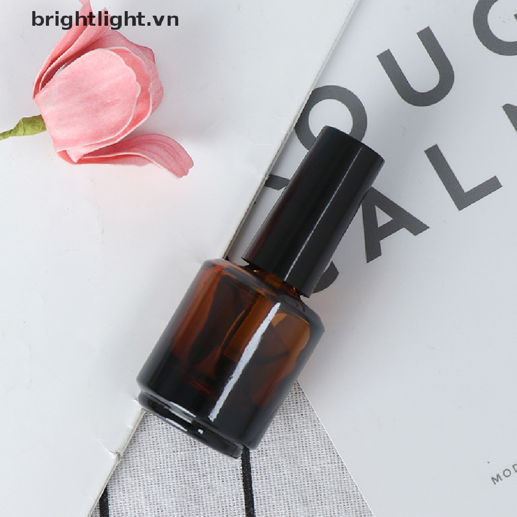 [Hàng mới về] Lọ sơn móng tay bằng thủy tinh màu nâu 15ml kèm cọ vệ sinh