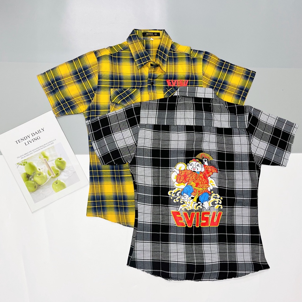 Áo Sơ Mi Nam Tay Ngắn Caro Nỉ Envisu Không Nóng Thấm Hút Mồ Hôi HÌNH THẬT, CÓ VIDEO