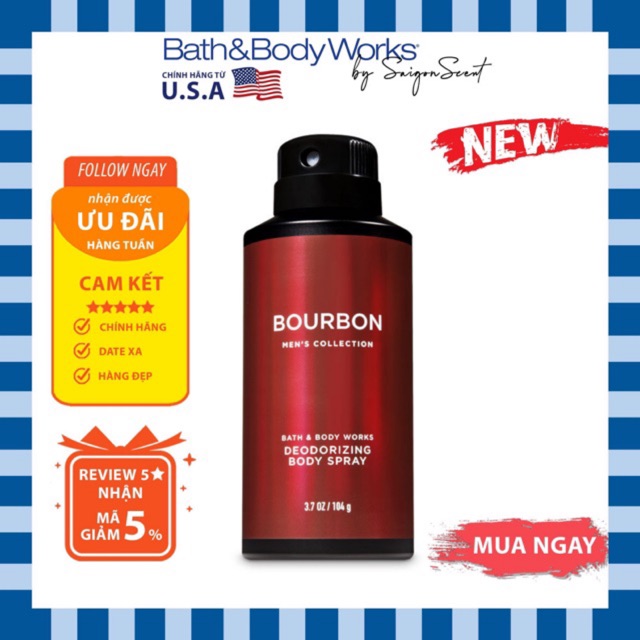 Xịt thơm cho nam Bath and Body Works for men Bourbon (104g)