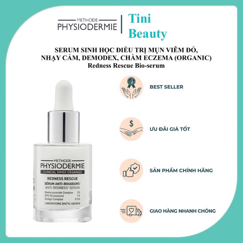 Serum sinh học mụn viêm đỏ, cDemodex, chàm Eczema Redness Rescue Bio-serum Methode Physiodermie