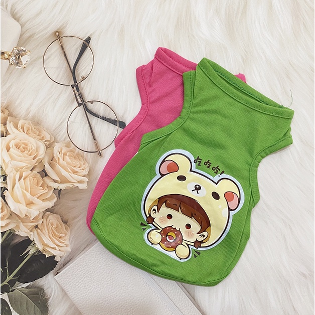 Áo Thun Cotton In Họa Tiết Hoạt Hình Dành Cho Thú Cưng