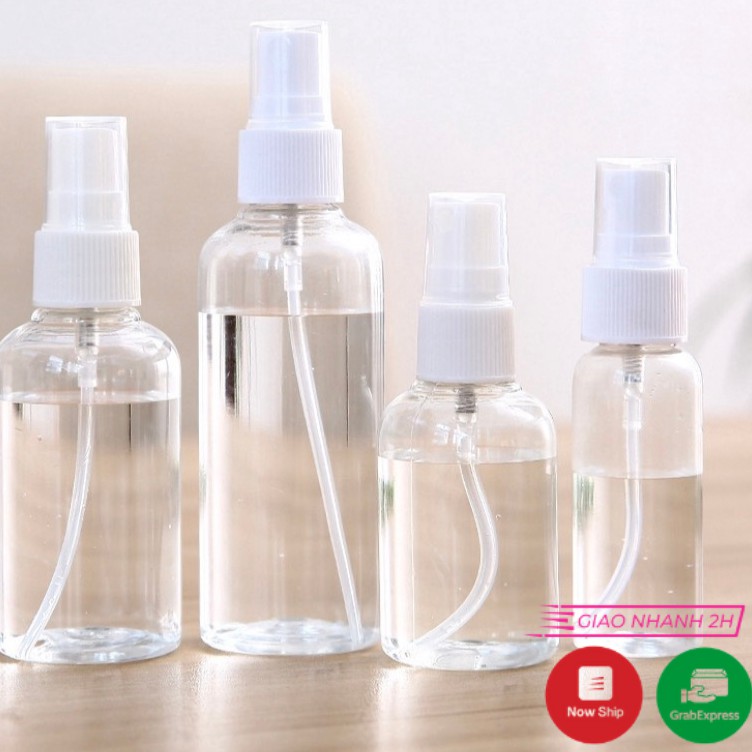 Chai xịt dung dịch mini, chiết mỹ phẩm, dung dịch sát khuẩn, lọ phun sương trong suốt - Dung tích 30ml - 50ml - 100ml