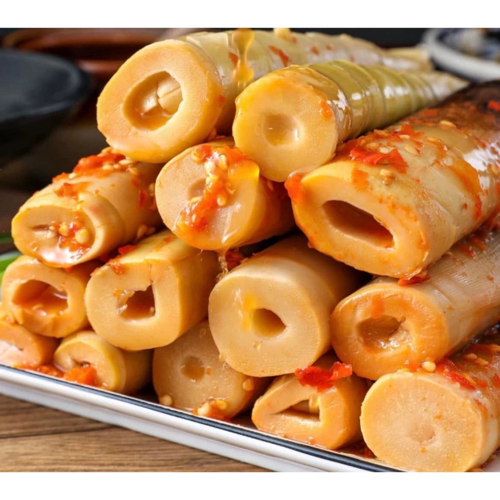 Măng Trúc cay Tứ Xuyên ngâm ớt xanh 200g, giòn ngon vị đặc sản, đồ ăn vặt Trung Hoa ăn kèm các loại mỳ cay, bún