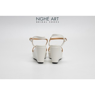 Giày cưới Nghé Art basic cao gót đế xuồng 304-10p-da-trang