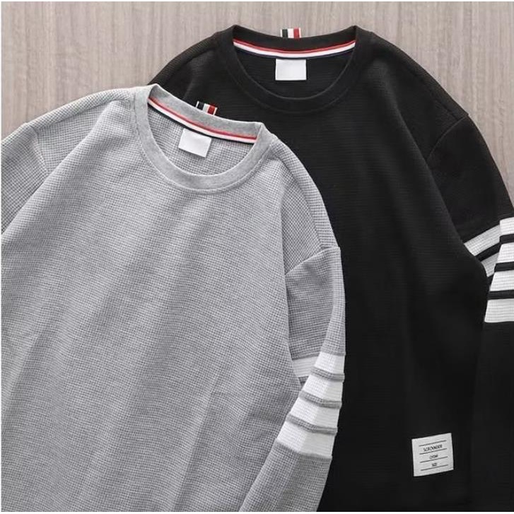 Áo Sweater Tay Dài Cổ Tròn Dáng Rộng Họa Tiết Kẻ Sọc Phong Cách Hip hop Thời Trang Cho Nam Size M-3XL