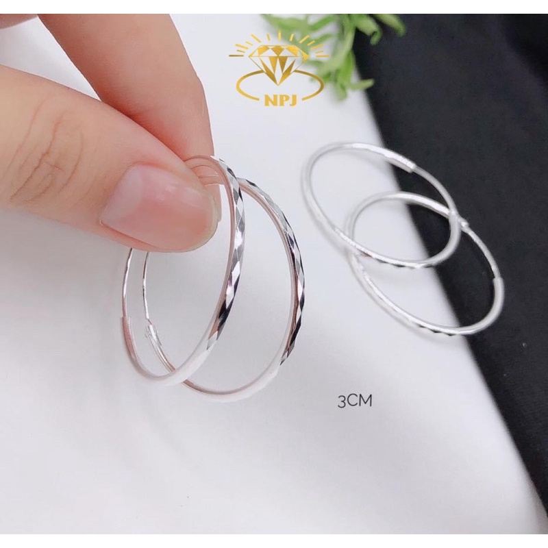 Bông tai vòng tàu trơn, phay cá tính , hoa tai Bạc Ta - Bạc Npj