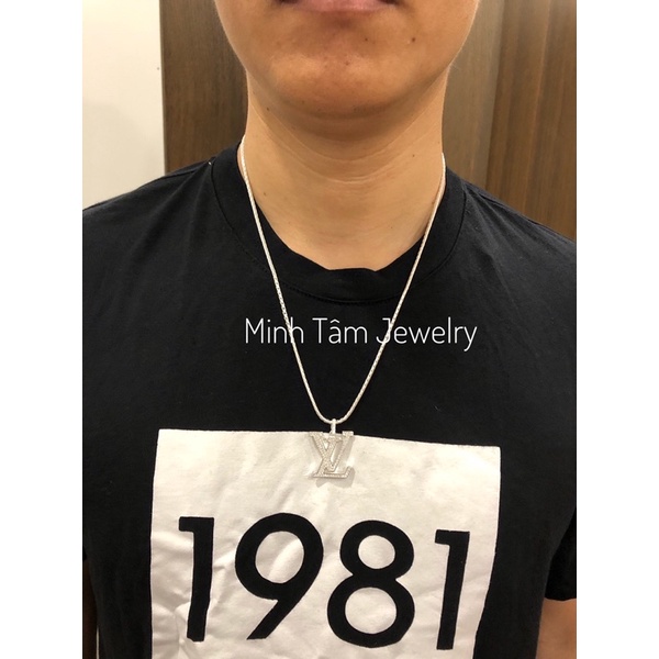 Bộ dây chuyền bạc nam mặt LV size nhỏ chất liệu bạc ta-Minh Tâm Jewelry