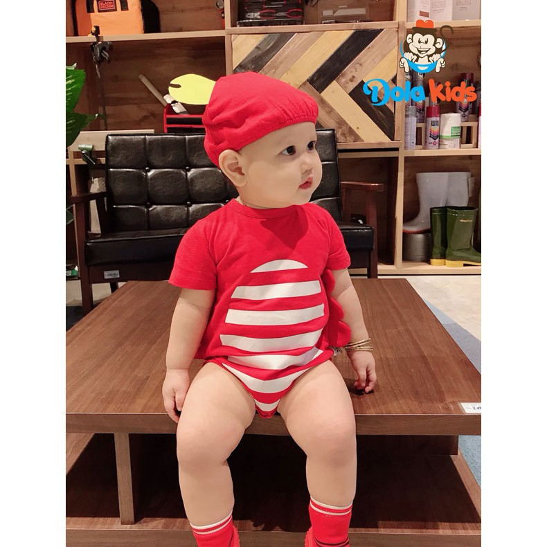 Bodysuit cho bé trai, bé gái sơ sinh 4-15kg hình Cua Đỏ - DoLaKids