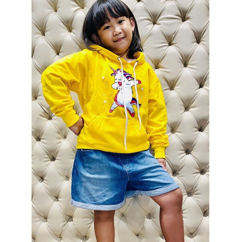 Áo hoodie lông cừu in hình kỳ lân dễ thương cho bé gái (1-10 tuổi)