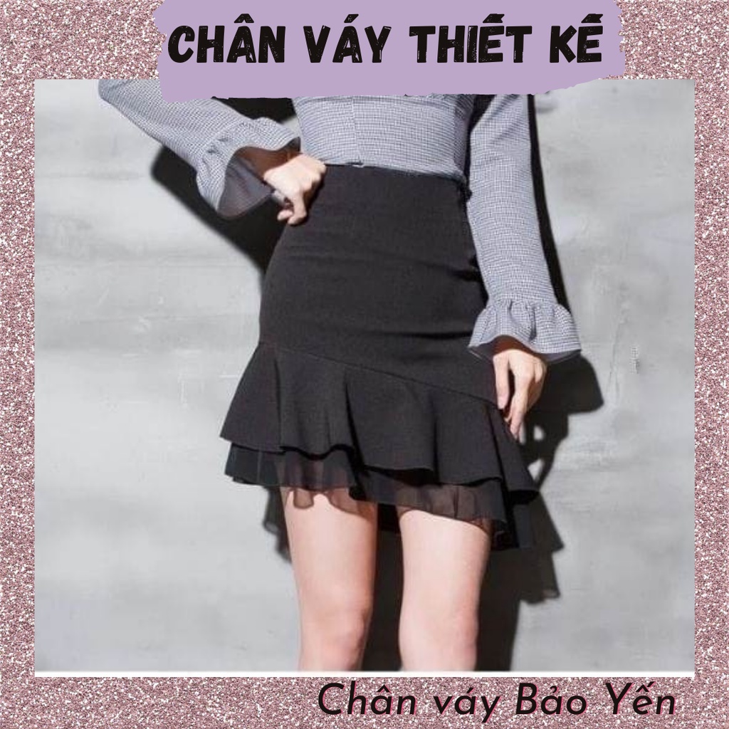 Chân váy 2 tầng đuôi cá lệch vạt - M19