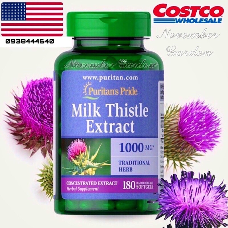 Viên uống hỗ trợ thải độc bổ gan Milk Thistle Extract 1000mg 180 viên Puritan's Pride Mỹ