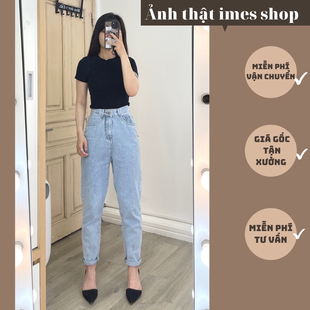 Quần bò nữ, quần Jean bò baggy nữ cạp cao phong cách Ulzzang Hàn Quốc 1639 imes shop | BigBuy360 - bigbuy360.vn