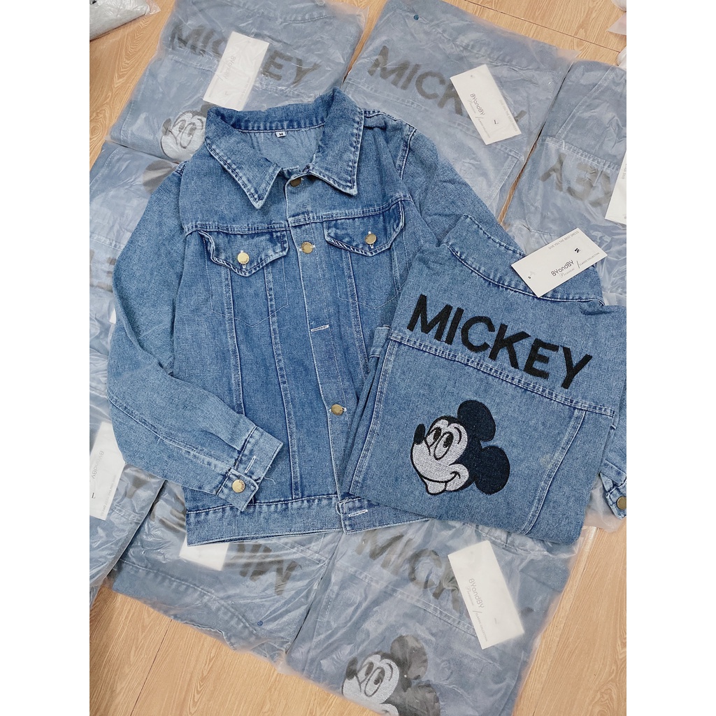 Áo Khoác Jean Freesize In Hình Mickey Phong Cách Trẻ Trung Hàn Quốc Chất Đẹp Không Phai Màu Hàng Loại 1