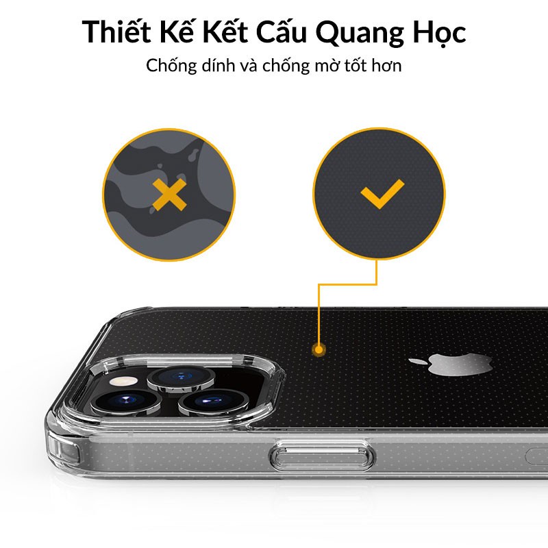 Ốp Trong Suốt LIKGUS Crystal Chống Ố Vàng Bất Tử Bảo Vệ Camera Cho iPhone 13 Pro Max 12 Pro Max 11 Pro Max Njoyshop