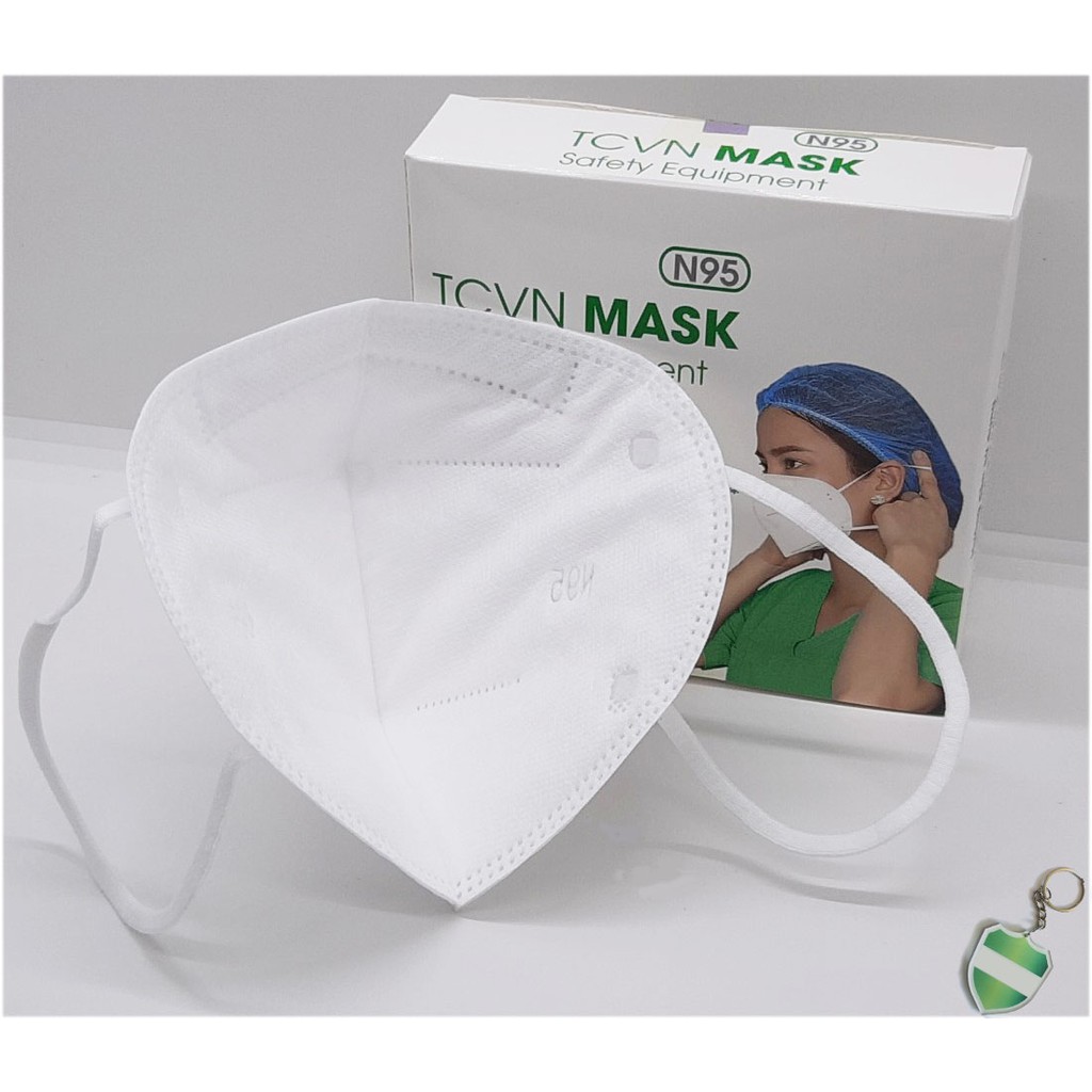 Khẩu trang N95 Pro Mask, màu trắng, mềm mại, kháng khuẩn, chống bụi siêu mịn PM2.5 ; tặng móc treo khóa mica