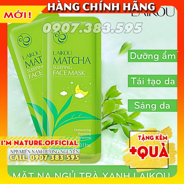 Set 2 Mặt Nạ Ngủ Laikou Sleep Mask Trà Xanh - Hoa Anh Đào - Tảo Biển - Ốc Sên