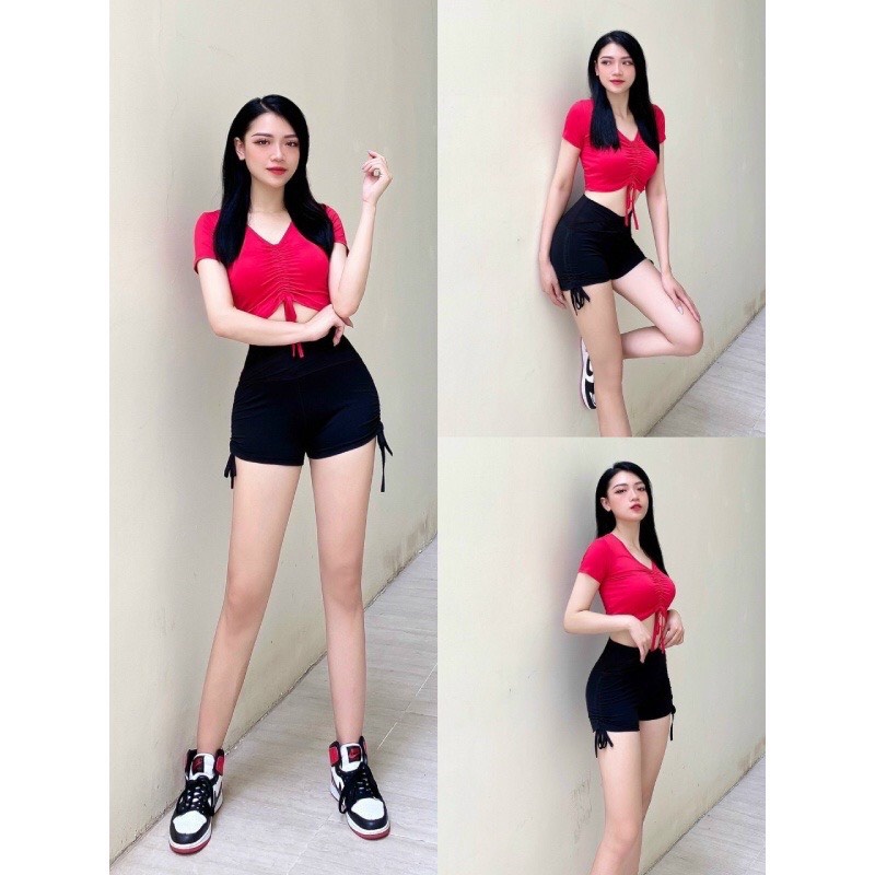 Áo Croptop Rút Dây Sang Chảnh (Đồ Tập Gym - Yoga - Aerobic)