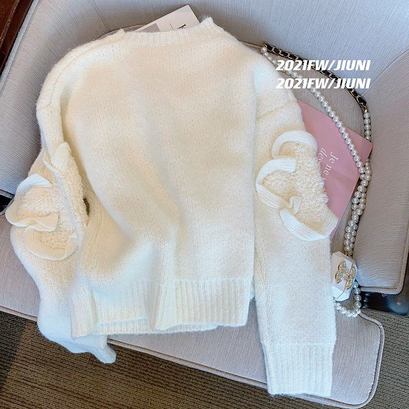 Áo Khoác Sweater Dệt Kim Dáng Rộng In Hoa Kiểu Nhật Bản Dễ Thương Cho Nữ  tao bao