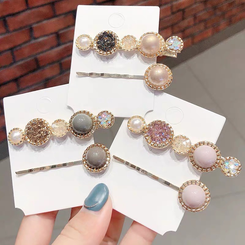 Set Kẹp Tóc Mái Đính Đá Nhân Tạo Cute Phong Cách Hàn Quốc Dễ Thương KC40 JOLY
