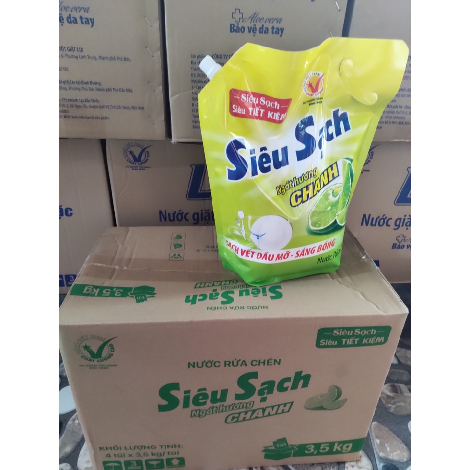 Túi Nước Rửa Chén Siêu Sạch Chanh 3,5kg