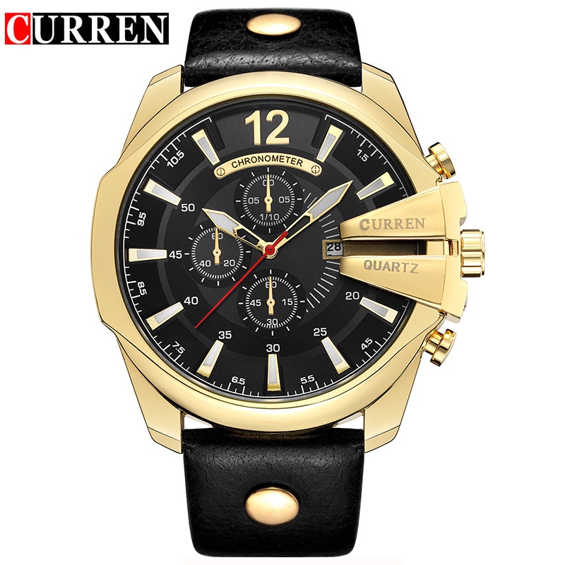 Đồng Hồ Quartz CURREN Với Dây Đeo Da