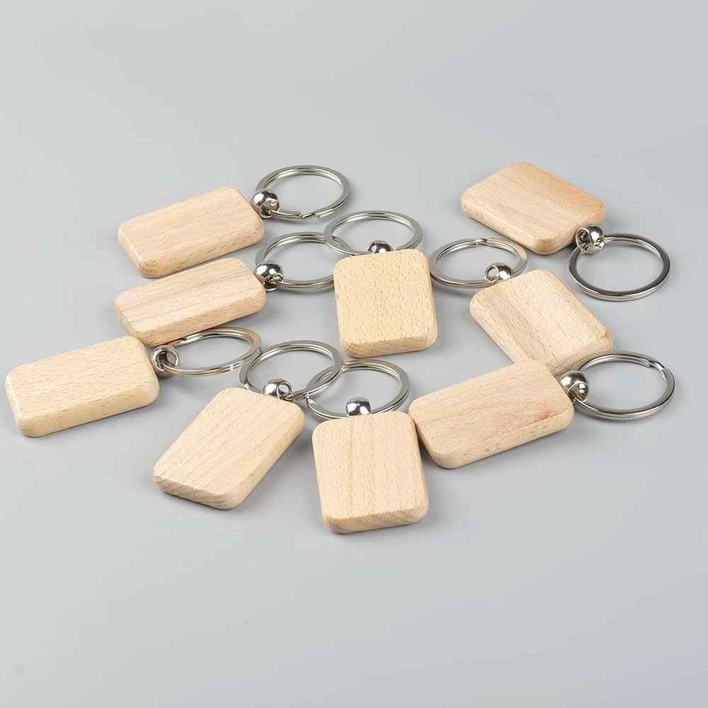 Móc Chìa Khóa Bằng Gỗ Sồi Hình Trái Tim / Hình Học DIY Đơn Giản Dành Cho Nam Nữ
