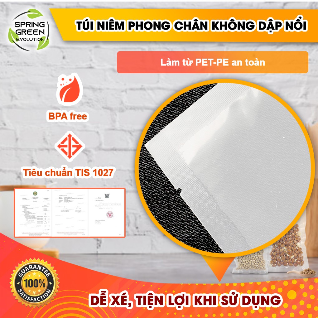 Túi Hút Chân Không 1 Mặt Nhám B2D 20Cm*25Cm. Đóng Gói Chân Không, Bảo Quản Mọi Loại Thực Phẩm. Thương Hiệu SGE Thailand!