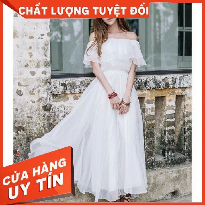 Đầm Maxi Trễ Vai Đi Biển