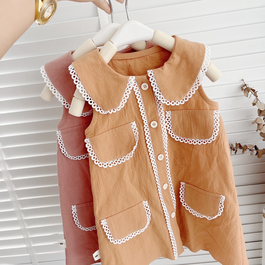 VÁY HÈ SÁT NACH SUÔNG CHỮ A 4 TÚI CHO BÉ GÁI 1-6 TUỔI