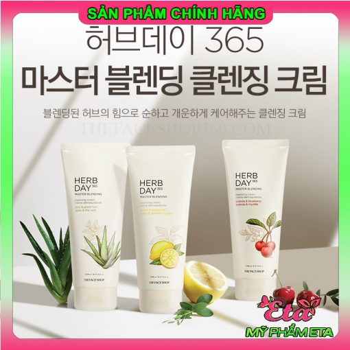 Kem tẩy trang The Face Shop Herb Day 365 Master Blending Cleansing Cream TFS làm sạch lớp trang điểm 170ml