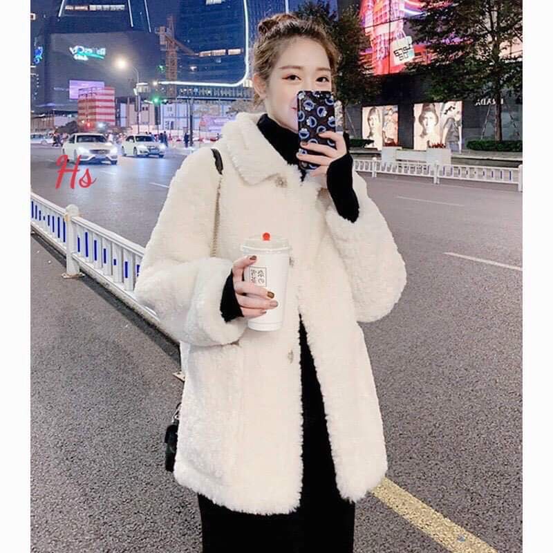 Sét váy len xẻ sau +áo khoác lông HS