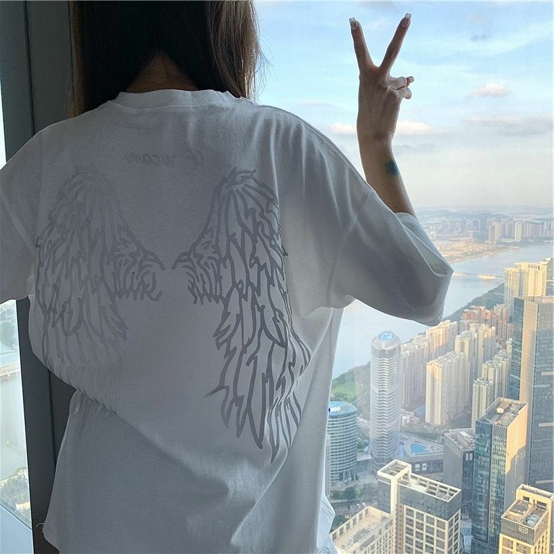 Áo Thun Tay Lỡ Phản Quang Cánh Thiên Thần Cực Chất Unisex Ulzzang