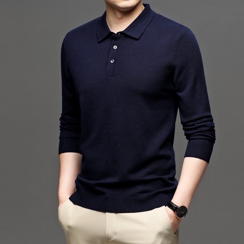 Áo polo nam dài tay lên dệt kim cao cấp- Đẳng cấp doanh nhân, phong cách lịch lãm.