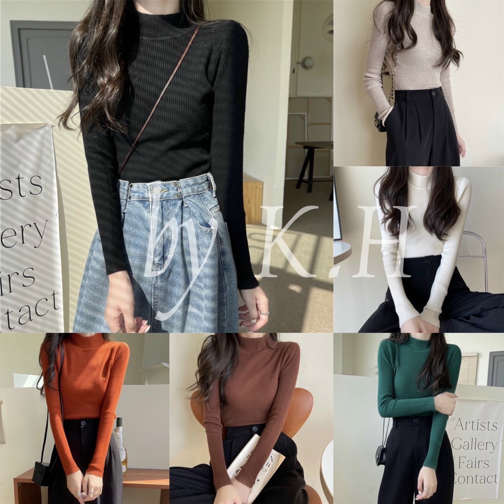 (ảnh thật) Áo lên cổ 3 phân trơn basic L.Y Store nữ