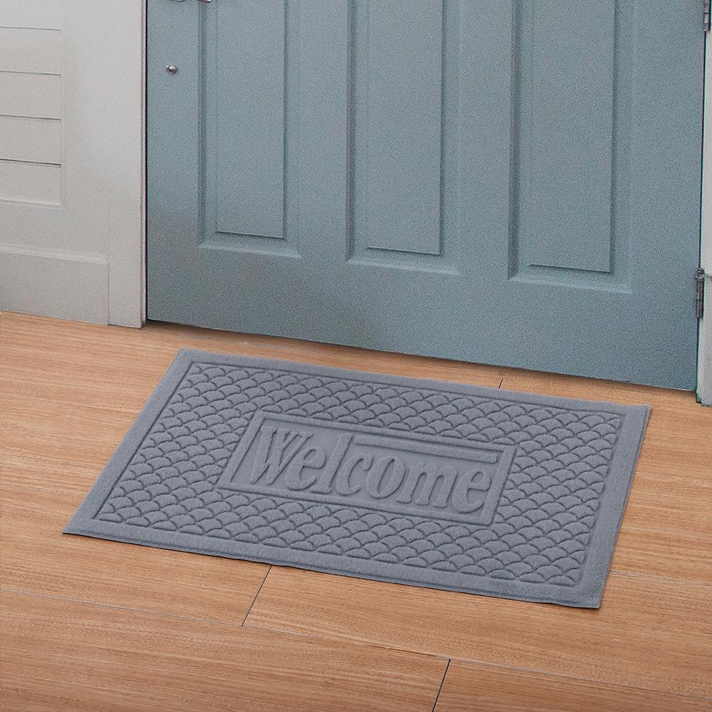 Homebase HLS Thảm trước cửa ra vào MX2042 bằng Polyester/cao su 39X59CM màu xám