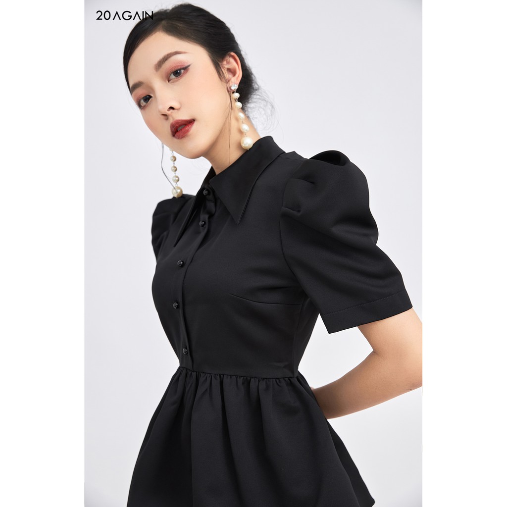 Áo sơ mi nữ cổ đức vai bồng 20AGAIN, thiết kế dáng peplum thanh lịch, chiết eo tôn dáng ASA1065 | BigBuy360 - bigbuy360.vn