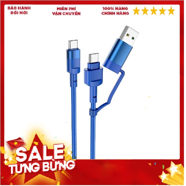 Cáp sạc nhanh cao cấp 100W, truyền tải dữ liệu đa năng 2 trong 1  bảo hành chính hãng