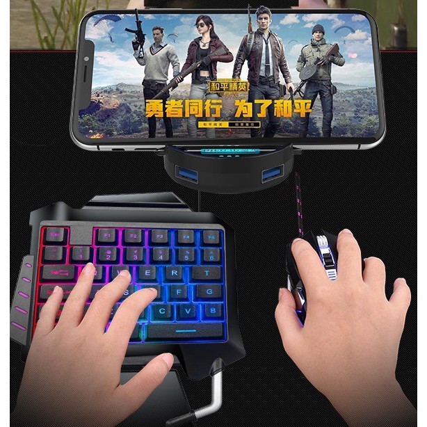 COMBO full bộ HỖ TRỢ CHƠI GAME PUBG TRÊN ĐIỆN THOẠI GỒM BỘ CHUYỂN ĐỔI DILONG7  + BÀN PHÍM G94 + CHUỘT QUÀNG GM02