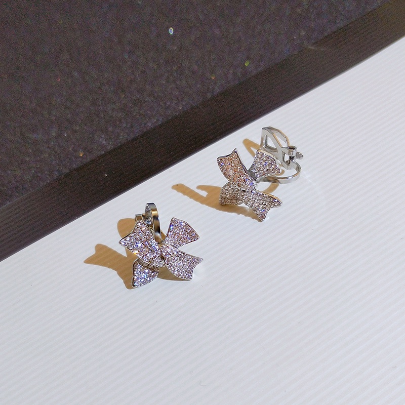 [Jiudoulan] Khuyên Tai Nơ Đính Đá Zircon Lấp Lánh Thời Trang Hàn Quốc Cho Nữ