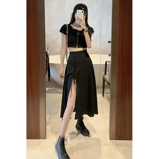 [GIÁ HỦY DIỆT] Chân Váy Dài Xẻ Tà Một Bên, Cạp Cao, Xếp Nếp Chữ A, Thiết Kế Kiểu Dáng Mới Mùa Hè.