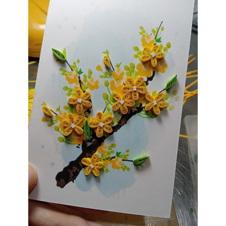 THIỆP GIẤY XOẮN, THIỆP QUILLING CÁC LOÀI HOA 8X12CM