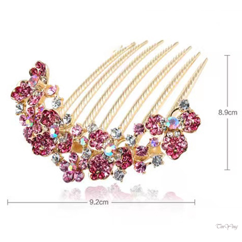 GETNOIVAS Lược Cài Tóc 7 Răng Đính Đá Nhiều Màu Phong Cách Retro Cho Nữ