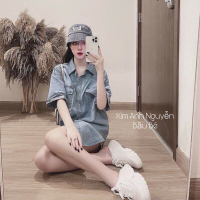 Áo Jeans bò trơn nắp túi cộc tay