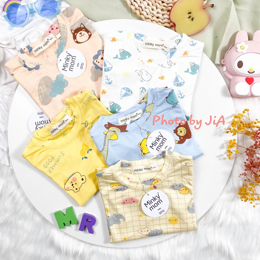 Bộ dài tay Thun lạnh Minkymom họa tiết đám mây cho bé trai bé gái - 1043